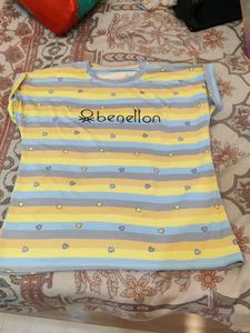 Benetton Striped Heart T-Shirt