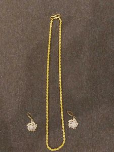Golden Necklace and Pair of Earrings