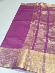Elegant Purple Saree with Gold Border
