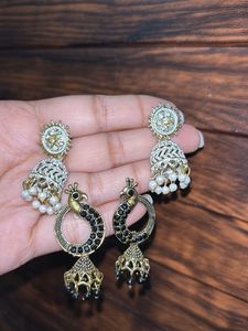 Peacock Design Jhumka Earrings