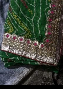 Vibrant Green Bandhani Saree