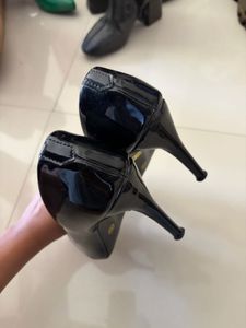 Stylish Black Patent Bow Heels
