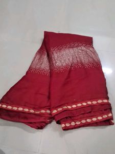 Elegant Red Saree with Embellishments
