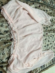 Sheer Pink Ruched Crop Top