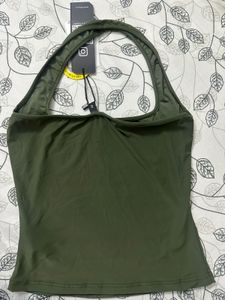 Olive Green Halter Neck Top