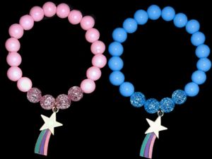 Friendship Bracelets Duo: Pink &amp; Blue Star Charms