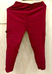 Maroon &amp; Dark Pink Jogger Track Pants