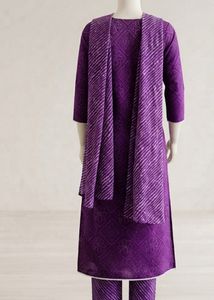 Elegant Purple Bandhani Kurta Set with Dupatta