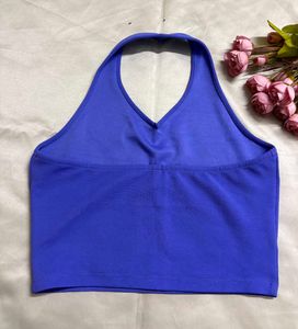 Purple Halter Neck Crop Top