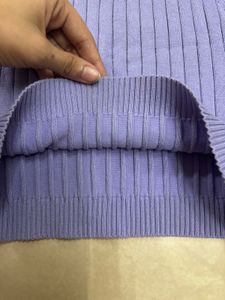 Purple Ribbed Knit Halter Top