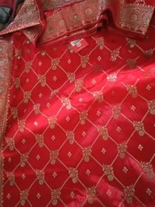 Red Embroidered banarasi jaal butti Saree