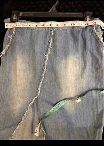 Denim Midi Skirt with Slit