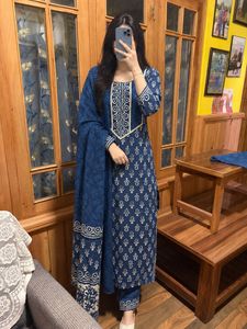 Beautiful Blue Printed Kurta Set with Dupatta