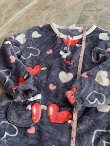 Cozy Heart Print Flannel Nightgown