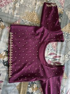 Purple Elegant Embroidered Blouse