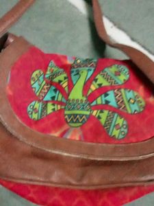 Brown &amp; Red Crossbody Bag