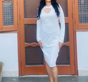 Veronica White Cutout Long Sleeve Dress