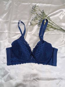 Elegant Navy Lace Bra