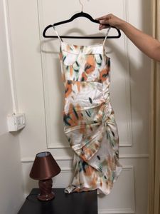 Satin Ruched Midi Dress