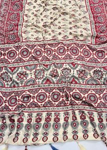 Stylish Ajrakh Mirror Work Saree