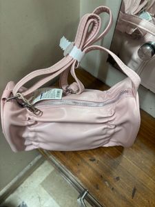 Cute Pink Ruched Hobo Sling Bag