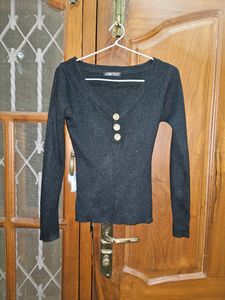 Glittery Coin Black Sweater/Top
