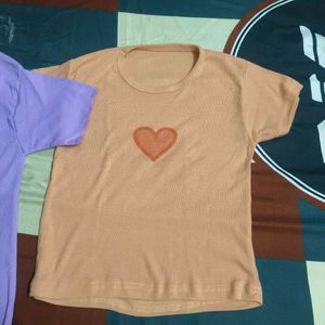 Cute Heart Print &amp; Lavender T-Shirts