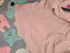 Pink Cropped Collared Shirt