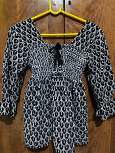 Beautiful Embroidered Black &amp; White Top