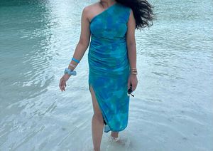 Chic One-Shoulder Abstract Print Maxi Dress