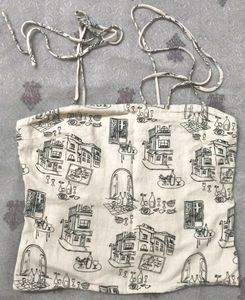 Cute Graphic Print Crop Top