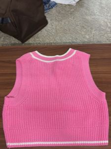 H&amp;M Pink Knitted Vest Sweater