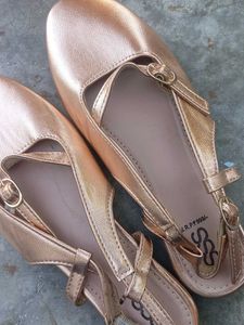 Rose Gold Metallic Flats with Buckles