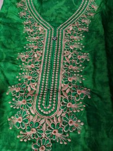 ✨Green Embroidered unstitched Kurta Set 💚