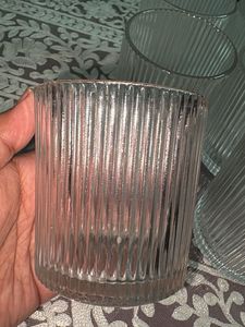 Set of 6 Ribbed Glass Tumblers