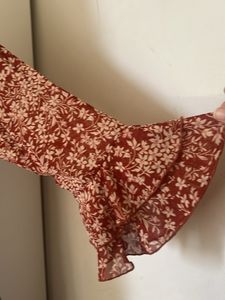 Chic Floral Print Wrap Dress XL size