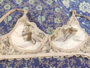 Beige Color Satin &amp; Lace Bra Panty Set(Brand New)