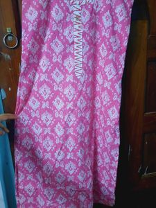 Pink Ethnic Kurta with White Print