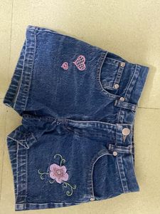 Embroidered Denim Shorts