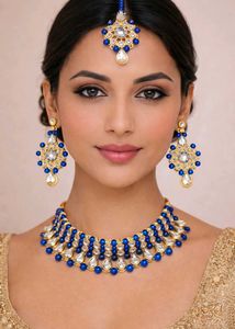 Elegant Blue &amp; Gold Jewelry Set