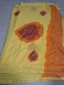 Yellow &amp; Orange Saree with Embellishments