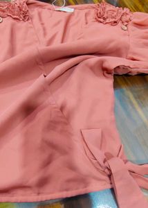 Stylish Peach Wrap Top