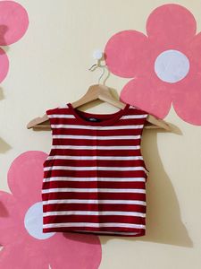 Striped Sleeveless Crop Top