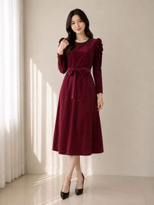 Elegant Burgundy Velvet Dress