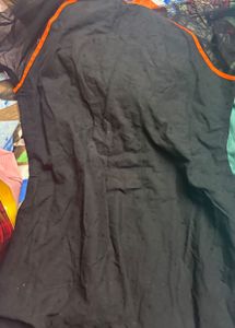 Black Kurta with Orange Neckline