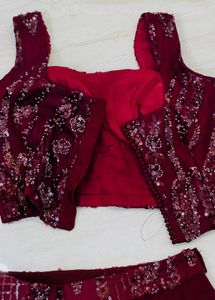 Maroon Lehenga Choli wedding skirt and top bride