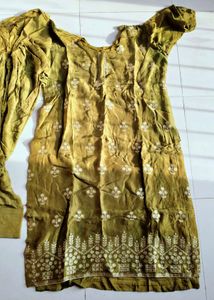Olive Green Embroidered Kurta Set