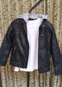 Faux  Jacket with Hood