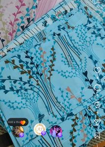 Beautiful Sky Blue Printed double bed bedsheet