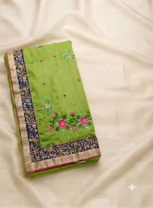 beautiful light &amp; dark shades green georgette sare
